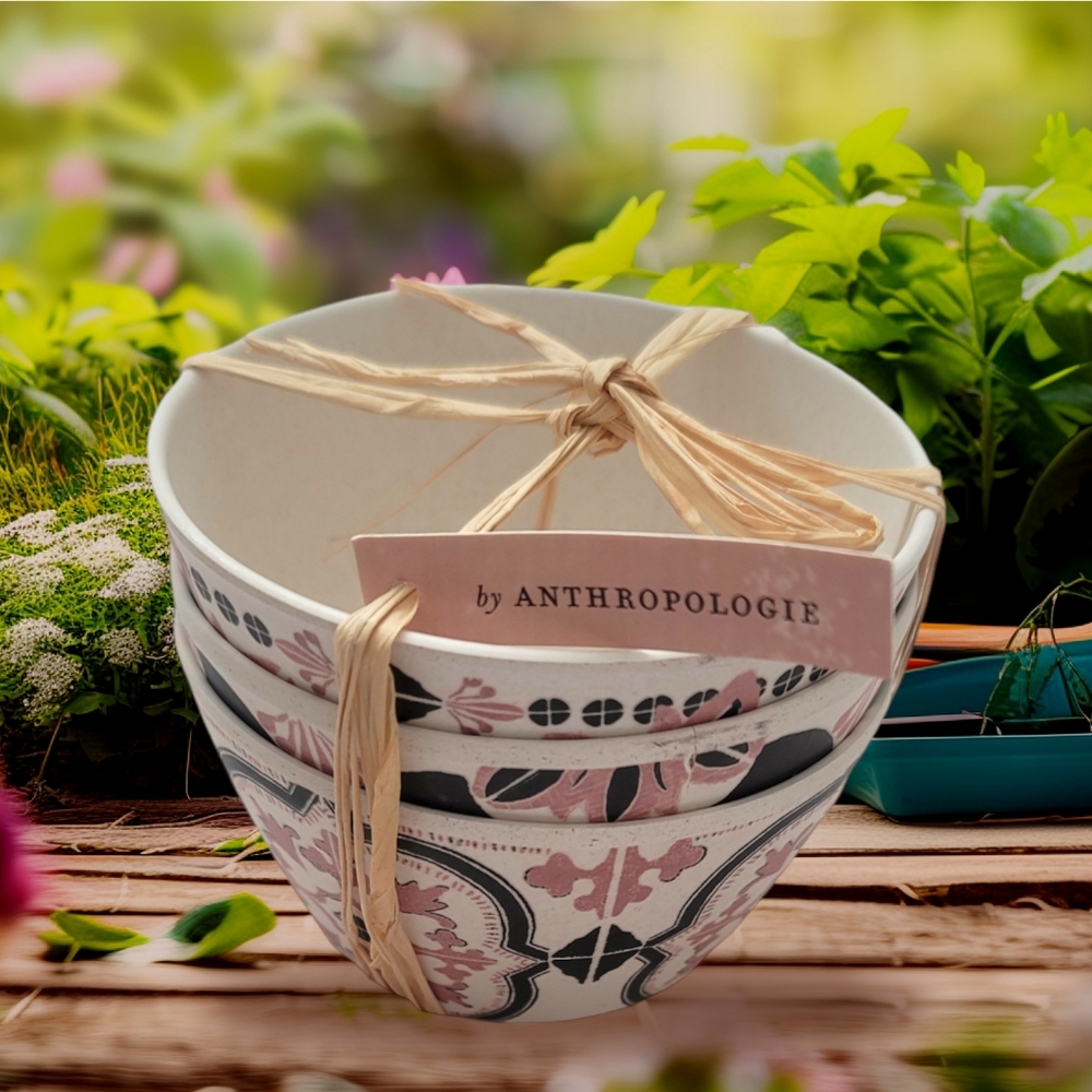 ANTHROPOLOGIE Of LAPrIAry Villa del Sol Melamine Nut Bowls, Set of 3.